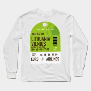 Lithuania Vilnius airliner travel ticket Long Sleeve T-Shirt